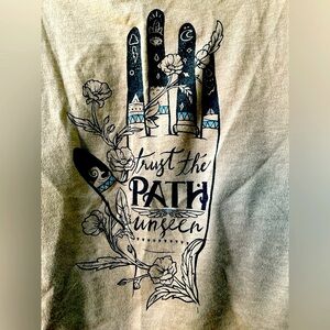 BALI SPIRIT gray yoga tank “TRUST THE PATH UNSEEN”